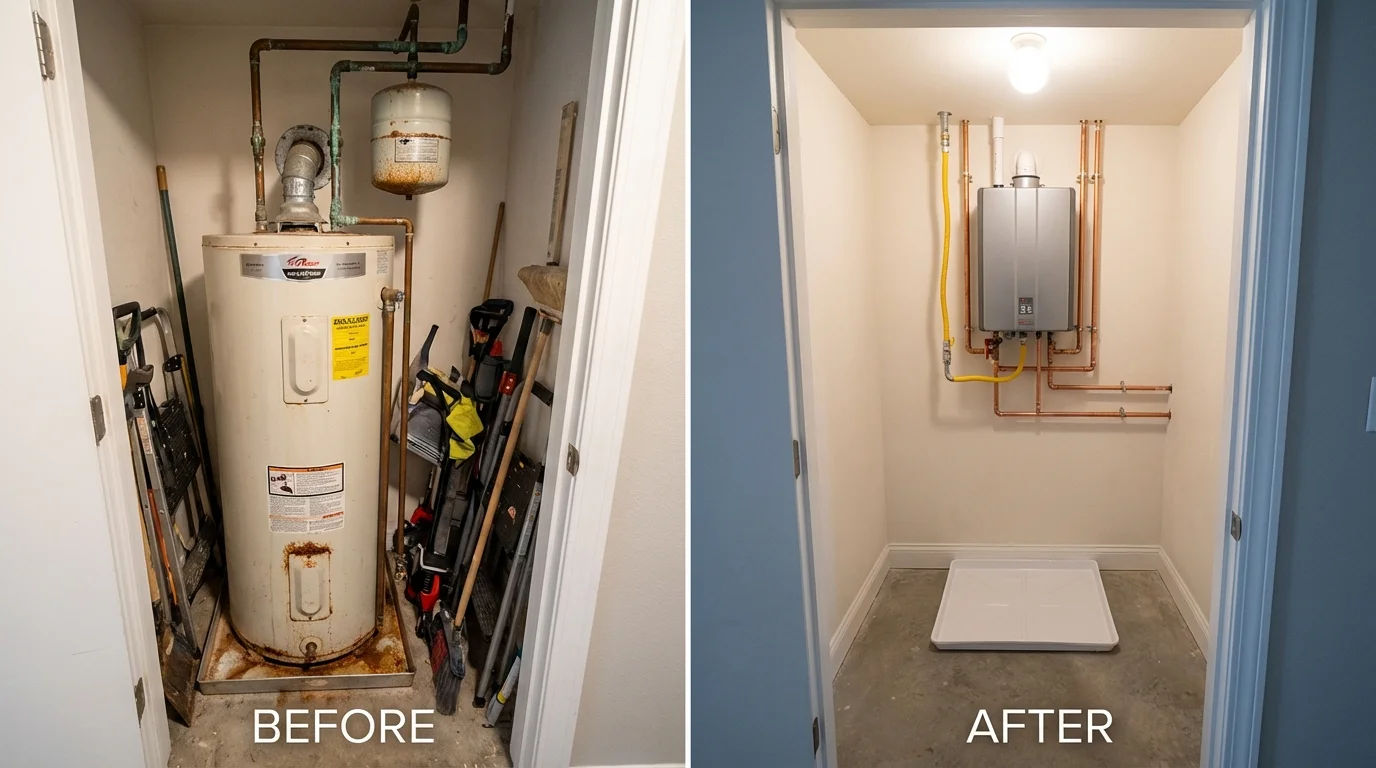 Tank water heater versus wall-mounted tankless unit comparison for Glendora, CA homeowners