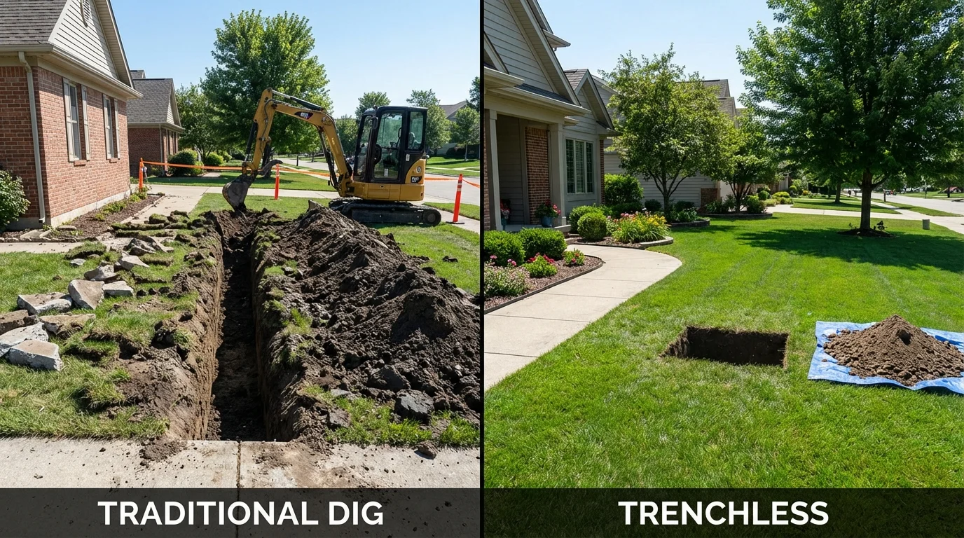 Trenchless sewer repair with minimal yard damage versus traditional excavation in Glendora, CA